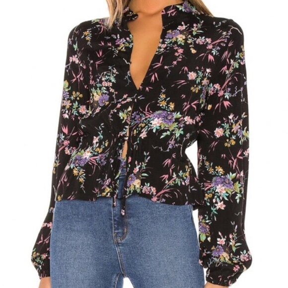 ROLLA'S Lightweight Semi-Sheer Floral Print Long Sleeve Blouse - Size S - Picture 2 of 13